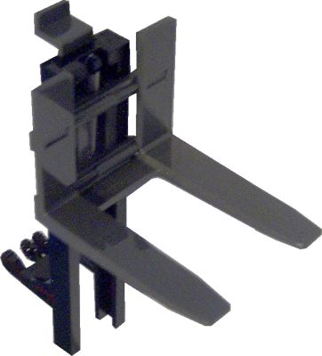 Lego Vehicle, Forklift Wide 1 x 2 Hinge Plate Locking Dual 2 Fingers with Spring Holder with Spring and Dark Gray Wide Forks Reinforced (4518b / bb0217 / 45707)