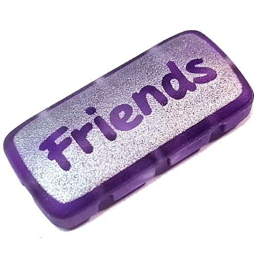 Lego Clikits Icon, Rectangle 3L with Hole, Silver 'Friends' Print