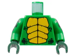Torso with Bright Light Orange Large Scales and Black Small Scales Pattern / Green Arms with Black Scales Pattern / Dark Green Hands