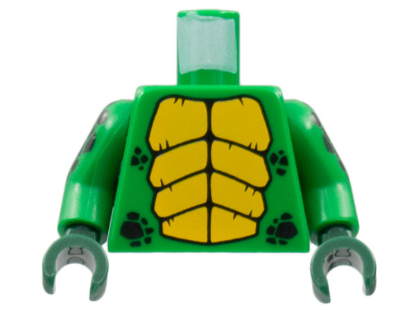 Lego Torso with Bright Light Orange Large Scales and Black Small Scales Pattern / Green Arms with Black Scales Pattern / Dark Green Hands