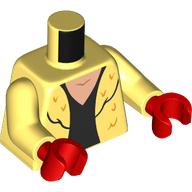 Lego Torso, Fur Coat, Black Shirt print, Bright Light Yellow Arms, Red Hands / Bright Light Yellow