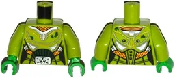 Torso Female Silver and Gold Space Armor with Green Dirt and Belt Buckle with Ultra Agent Toxic Pattern / Lime Arms / Bright Green Hands