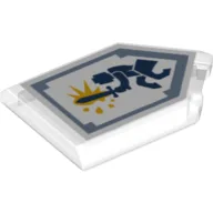 Tile Special 2 x 3 Pentagonal with Nexo Power Shield Print - Centaur Charge / Trans-Clear