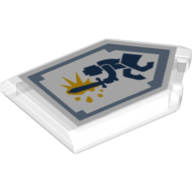 Lego Tile Special 2 x 3 Pentagonal with Nexo Power Shield Print - Centaur Charge / Trans-Clear