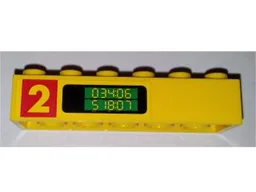 Brick 2 x 6 with Number 2 and '034:06 518:07' Pattern on Both Sides (Stickers) - Set 1256