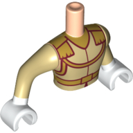 Lego Minidoll Torso Man with Gold Belt, Lapels print, White Hands / Light Nougat