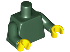 Lego Torso Plain / Dark Green Arms / Yellow Hands