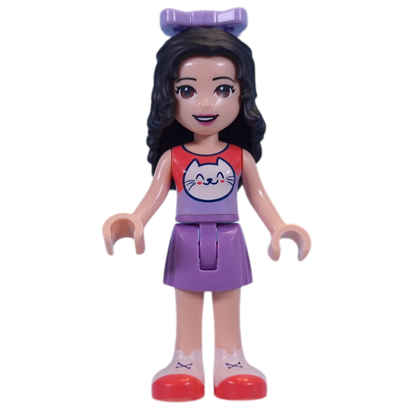 Lego Emma - Coral Top, Medium Lavender Skirt, Bow