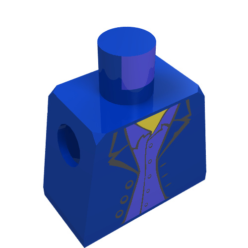 Lego Minifig Torso with Jacket over Lt Blue Button Down Shirt Print