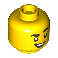 Lego Minifig Head, Raised Eyebrow, Crooked Smile/Sweating, Tongue Sticking Out print / Yellow