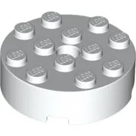 Brick Round 4 x 4 Centre Hole / White