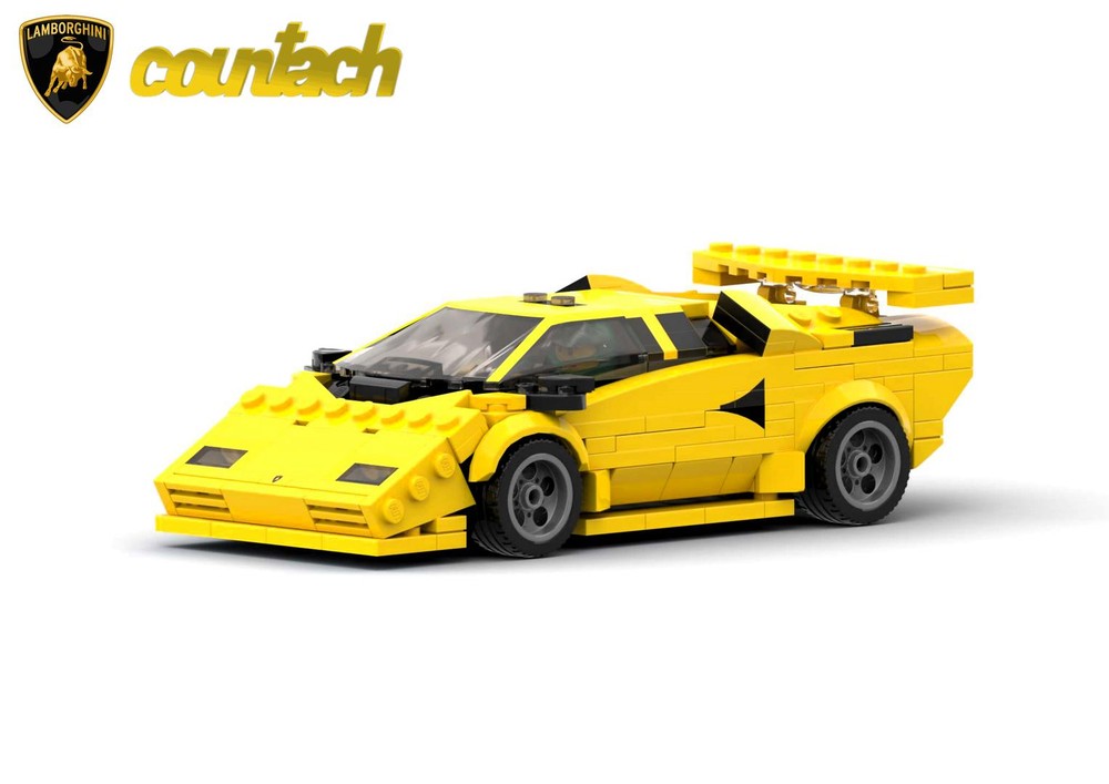 Lego Lamborghini Countach (Yellow Version) - Speed Champions 8 Studs wide