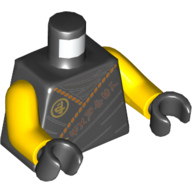 Lego Torso Robe, Orange Trim Asian Characters Print, Yellow Arms, Black Hands / Black
