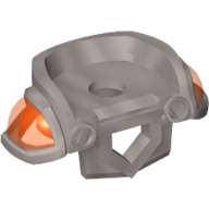 Lego Minifig Neckwear Armor Breastplate with Pentagonal Hole in Front and 2 Studs on Back with Trans-Neon Orange Shoulder Pads Pattern / Flat Silver