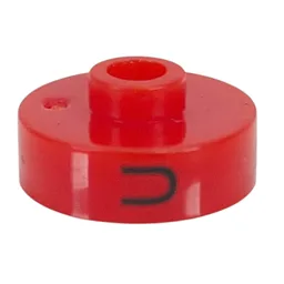 Pen Bead, Round Short, Flat Edge with 'U', 'F', 'H' Print / Red