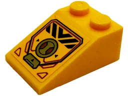 Slope 33 3 x 2 with Black Chevron and Danger Stripes, Gold Latch, Circle and Armor Plates Pattern (Sticker) - Set 71833