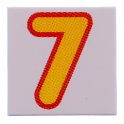 Tile 2 x 2 with Bright Light Orange '7' Print / White