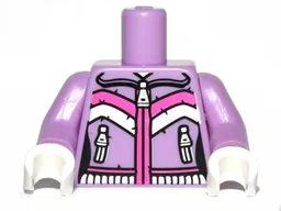 Torso Female Zipper, 2 Zipper Pockets and Pink and White Stripes Pattern / Medium Lavender Arms / White Hands