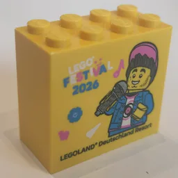 Brick 2 x 4 x 3 with 'LEGO FESTIVAL 2026 LEGOLAND Deutschland Resort' Print / Yellow
