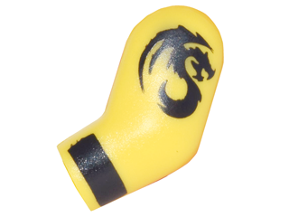 Lego Arm, Left with Black Cuff and Dragon Tattoo Pattern / Yellow
