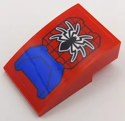 Slope, Curved 3 x 2 with Black Spider, Webbing and Blue Hull Plate Pattern (Sticker) - Set 76115