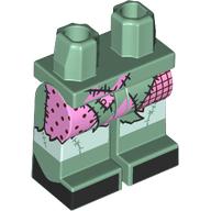Lego Hips and Sand Green Legs with Dark Pink Patches, Light Aqua Knees print / Sand Green