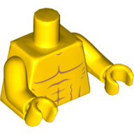 Lego Torso Bare Chest with Muscles Outline, No Clavicles Print, Yellow Arms and Hands / Yellow