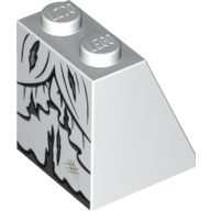 Lego Brick Sloped 65° 2 x 2 x 2 with Bottom Tube and Torn Dress Print (Zombie Bride) / White