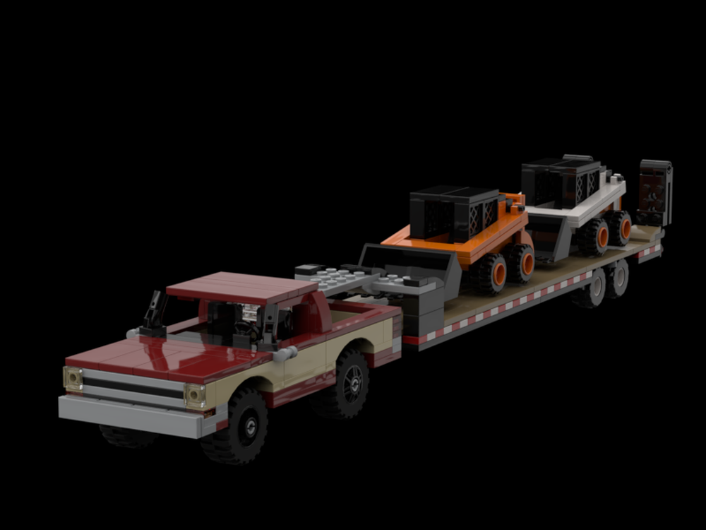 Lego 1986 Ford F150 with Trailer, Bobcat S450, and Kubota SSV65