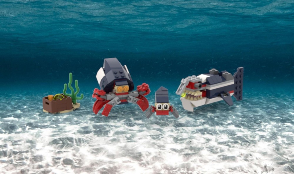 Lego Hermit Crabs Cartoon Style (incl. Goofy Anglerfish)