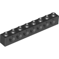Technic Brick 1 x 8 [7 Pin Holes] / Black