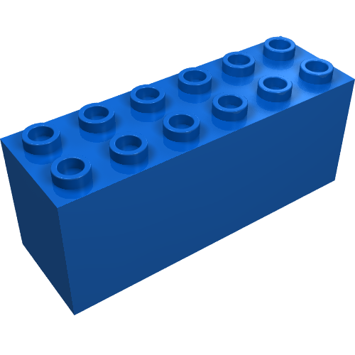 Lego Brick Special 2 x 6 x 2 Weight with Bottom Openings and Center Seams on Ends / Blue