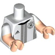 Lego Torso, Dual Molded Arms, Adidas and DFB Logos / 'SCHÜRRLE 9' Back Print, White Sleeves Pattern, Light Nougat Arms and Hands / White