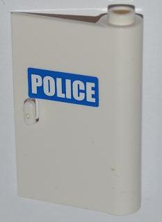 Lego Door 1 x 3 x 4 Right - Open Between Top and Bottom Hinge with White 'POLICE' on Blue Background Pattern (Sticker) - Set 7286