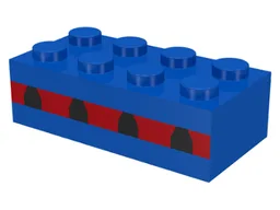 Brick 2 x 4 with Plane Windows 4 in Thin Red Stripe Pattern