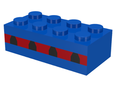 Lego Brick 2 x 4 with Plane Windows 4 in Thin Red Stripe Pattern