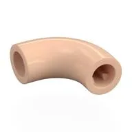 Brick Round 1 x 1 diameter Tube with 90 Degree Elbow (2 x 2 x 1) and Axle Holes (Crossholes) at each end / Light Nougat