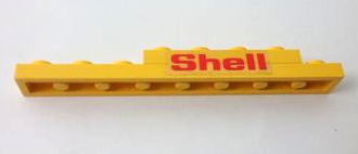 Lego Stickered Assembly 8 x 1 x 2/3 with Red 'Shell' Pattern (Sticker) - Set 6394