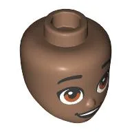 Minidoll Head, Black Eyebrows, Brown Eyes, Looking Up, Open Mouth / Medium Brown