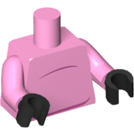 Lego Torso Belly Bump / Pig Tail on Back Print, Bright Pink Arms, Black Hands / Bright Pink