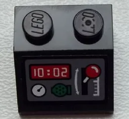Slope 45 2 x 2 with Gauge, Clock, Radio and Red Lever Pattern (Sticker) - Set 60051