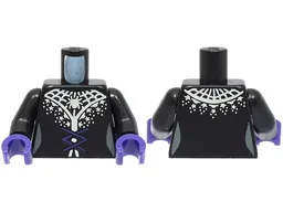 Torso Female Corset with Dark Purple Laces, Silver Spider Web Collar and Stars Pattern (BAM) / Black Arms / Dark Purple Hands