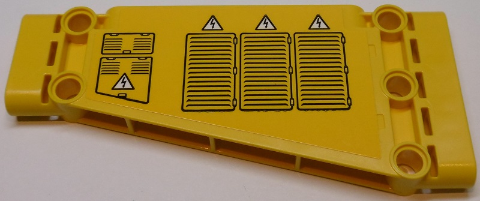 Lego Technic, Panel Plate 5 x 11 x 1 Tapered with Air Outlet Grilles, Hatches and Electricity Danger Signs Pattern Model Right Side (Sticker) - Set 42055