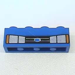 Brick 1 x 4 with Car Headlights and Blue Oval Print / Blue