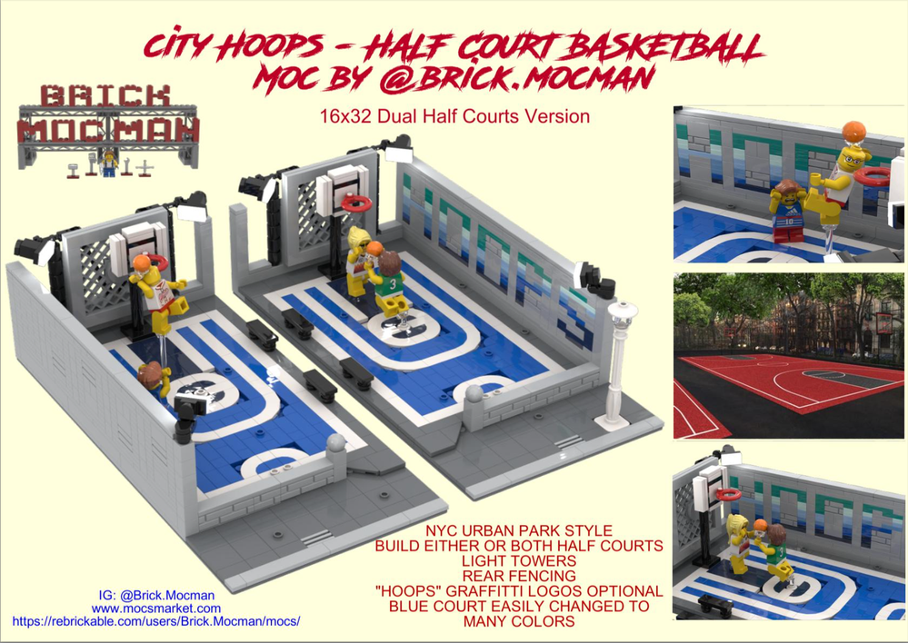 Lego City Hoops - Half Court Basketball - 16x32 Baseplate Splitable