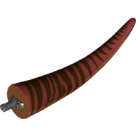 Lego Animal Body Part, Dinosaur, Tyrannosaurus Rex Tail, with Pin, Dark Red Top and Dark Brown Stripes Print / Dark Orange