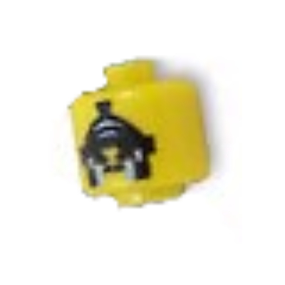 Lego Pen Bead, Round Large, Curved Edges / Cylinder with Minifig Head with Black Helmet Print / Yellow