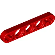 Technic Beam 1 x 5 Thin with Axle Holes on Ends / Red