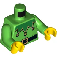 Torso Jacket with Pointed Collar with Bells and Belt Print (Elf), Bright Green Arms, Yellow Hands / Bright Green