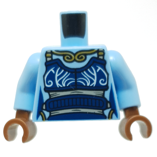Lego Torso Tunic, Dark Blue Apron, Gold Necklace Print, Bright Light Blue Arms, Reddish Brown Hands / Bright Light Blue